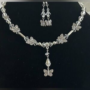 Silver Butterfly Crystal Necklace